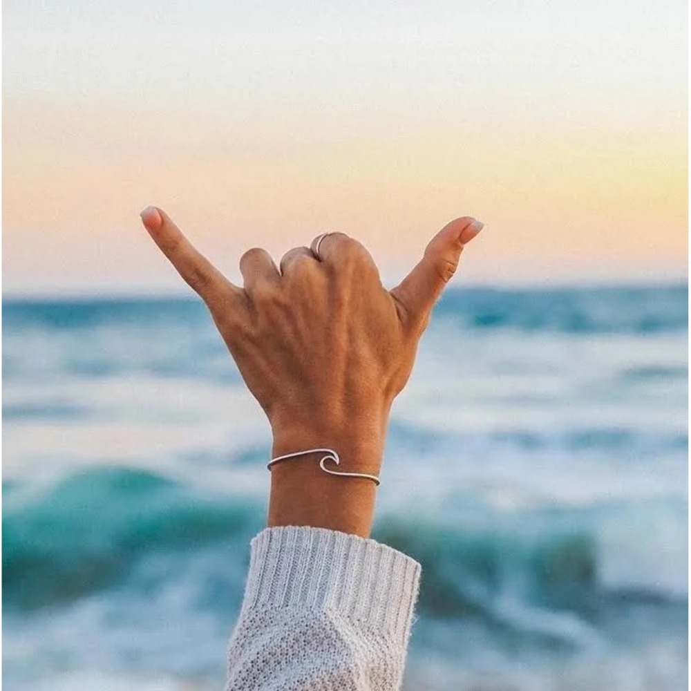 Pura Vida Silver Wave Cuff Bracelet Minimalist Surf Beach Jewelry